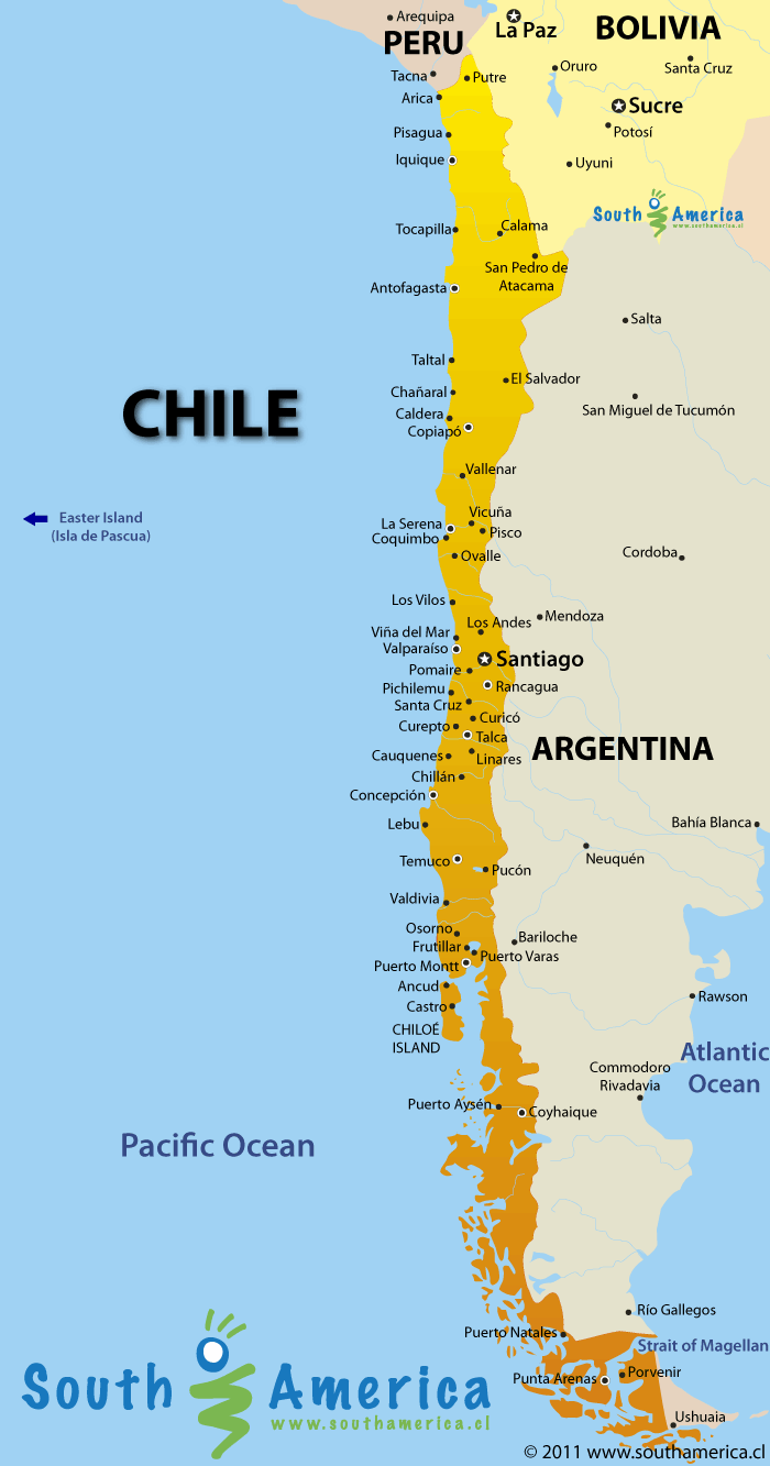 Map of Argentina and Chile